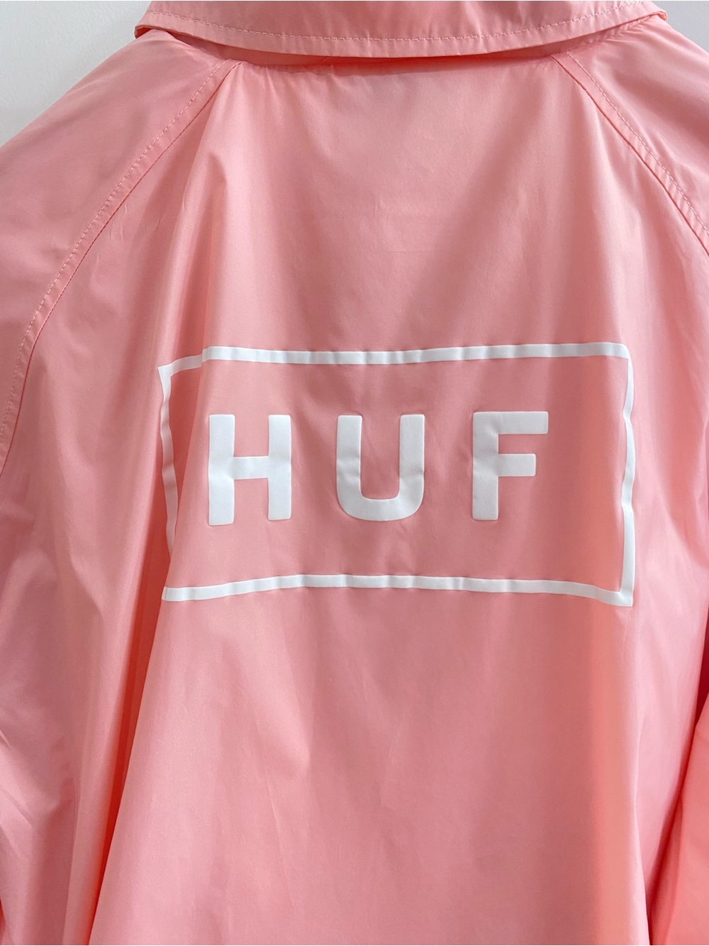 HUF Jacket Men 2XL Pink Nylon Snap Button Waterproof Lightweight Windbreaker - Picture 10 of 10